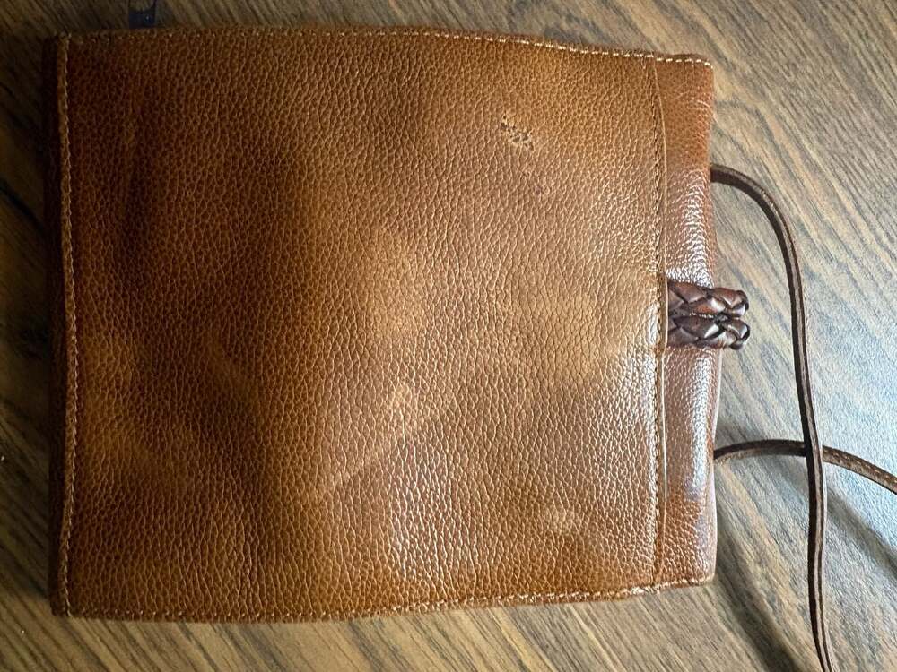 Vintage Brown Pebbled Leather Travel Wallet Organizer with Toggle Closure - Picture 4 of 6